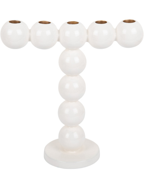 Bougeoir chandelier design blanc en fer 26x11x27 cm Bubbles