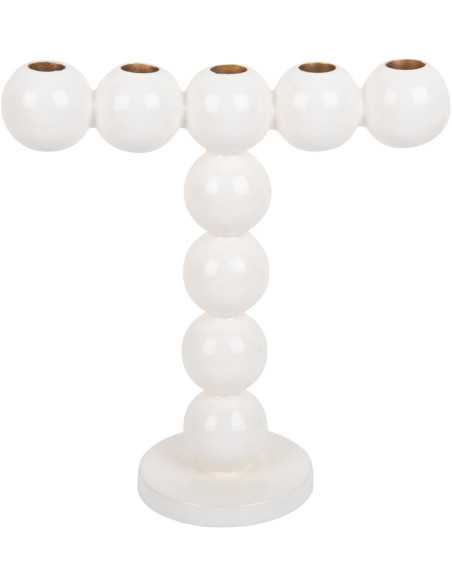 Bougeoir chandelier design blanc en fer 26x11x27 cm Bubbles