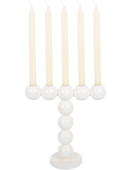Bougeoir chandelier design blanc en fer 26x11x27 cm Bubbles