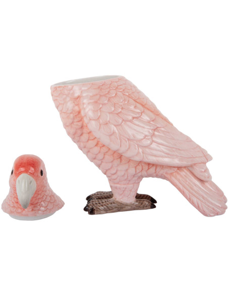 Pot de rangement oiseau céramique rose 23x12,3x20,7 cm Bird