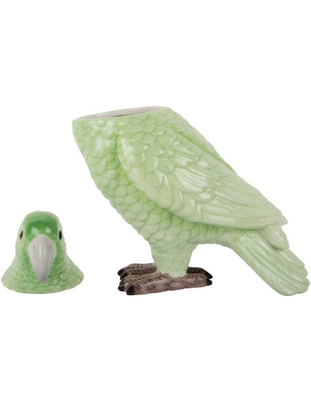 Pot de rangement oiseau vert en céramique Bird