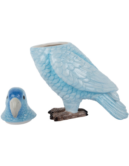 Pot de rangement oiseau bleu en céramique 23x12,3x20,7 cm Bird