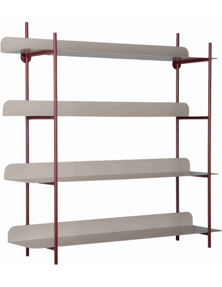 Étagère murale métal bordeaux et gris 4 niveaux Reina