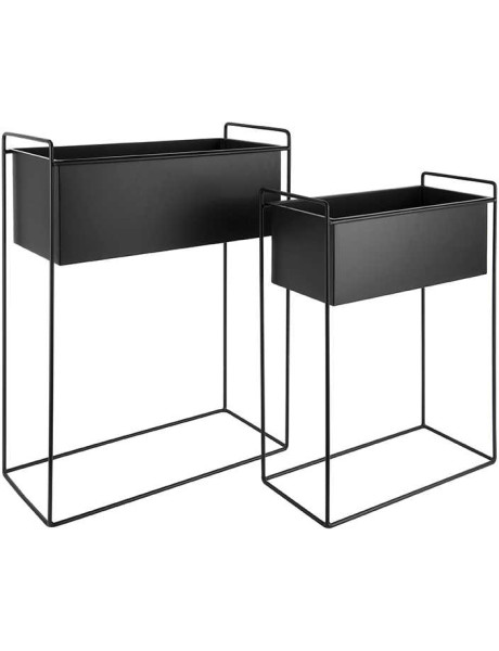 Lot de 2 cache-pots métal noir sur pied Essence