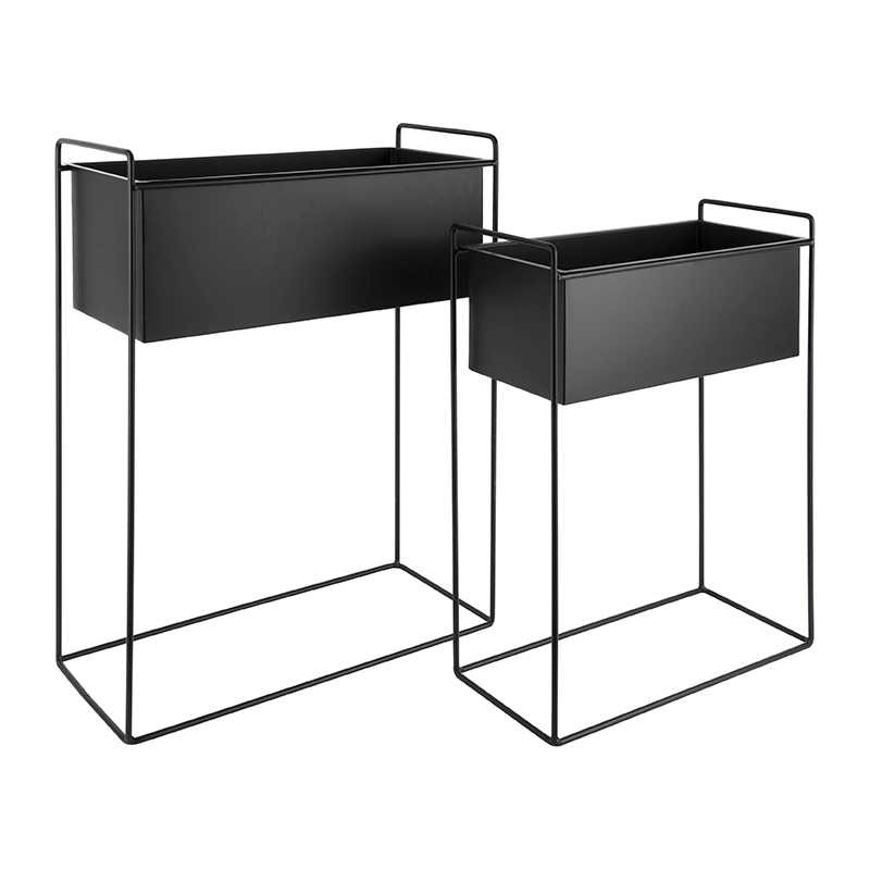 Lot de 2 cache-pots métal noir sur...
