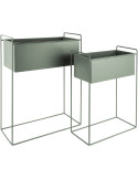 Lot de 2 cache-pots métal vert sur pied Essence