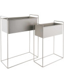 Lot de 2 cache-pots métal gris sur pied Essence