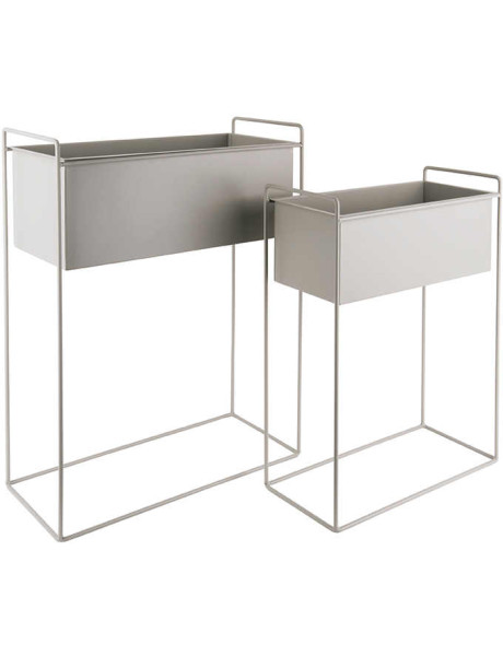 Lot de 2 cache-pots métal gris sur pied Essence