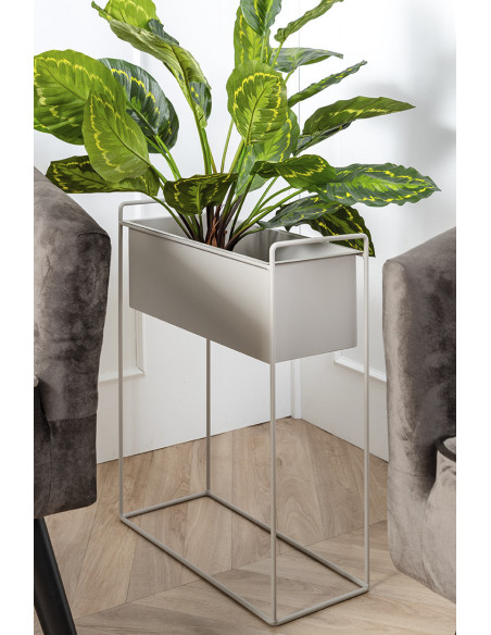 Lot de 2 cache-pots métal gris sur pied Essence