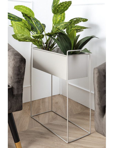Lot de 2 cache-pots métal gris sur pied Essence