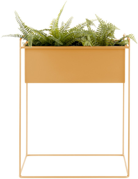 Lot de 2 cache-pots métal jaune ocre sur pied Essence