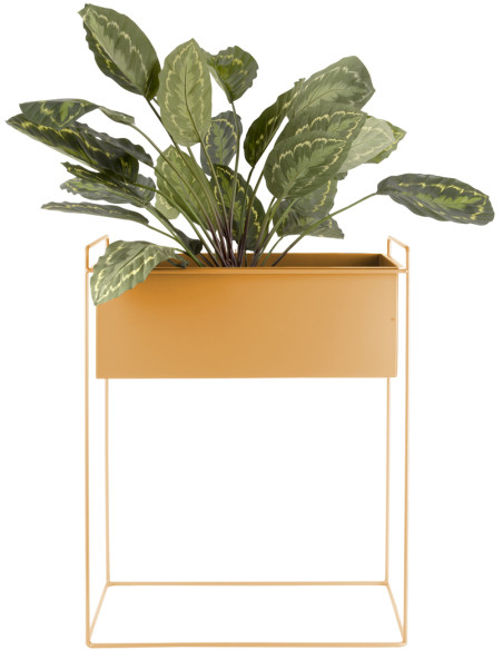 Lot de 2 cache-pots métal jaune ocre sur pied Essence