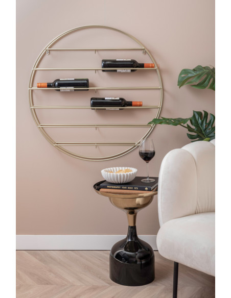 Casier à vin mural rond doré en fer 80 cm Redondo