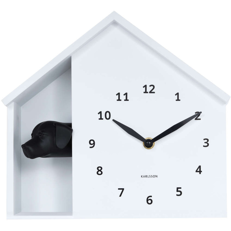 Horloge murale chien blanche en PS...