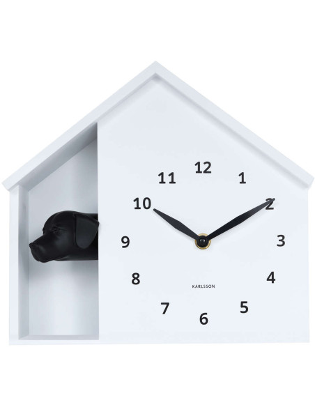 Horloge murale chien blanche en PS 26x10,3x29 cm Peeking Doggy
