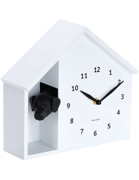 Horloge murale chien blanche en PS 26x10,3x29 cm Peeking Doggy