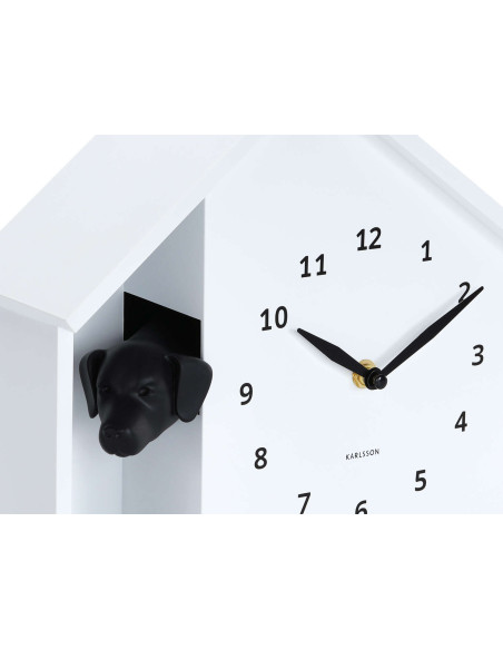 Horloge murale chien blanche en PS 26x10,3x29 cm Peeking Doggy