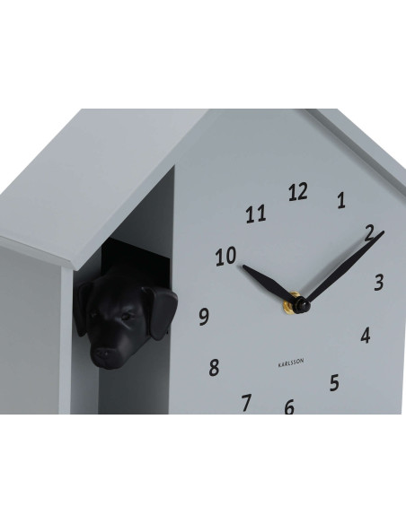 Horloge murale chien grise silencieuse 29 cm Peeking Doggy