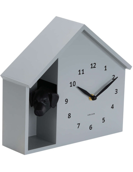 Horloge murale chien grise silencieuse 29 cm Peeking Doggy