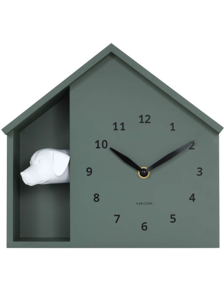 Horloge murale chien verte silencieuse Peeking Doggy