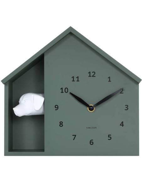 Horloge murale chien verte silencieuse Peeking Doggy