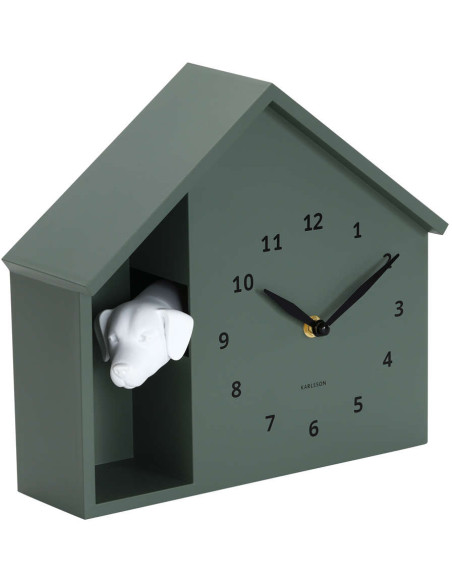 Horloge murale chien verte silencieuse Peeking Doggy