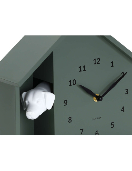 Horloge murale chien verte silencieuse Peeking Doggy