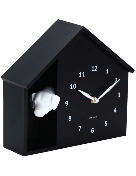 Horloge murale chien noire silencieuse Peeking Doggy
