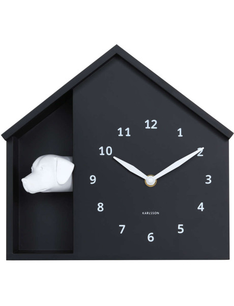 Horloge murale chien noire silencieuse Peeking Doggy