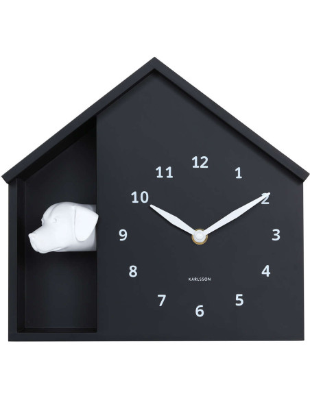 Horloge murale chien noire silencieuse Peeking Doggy