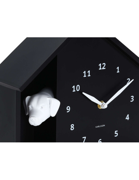 Horloge murale chien noire silencieuse Peeking Doggy