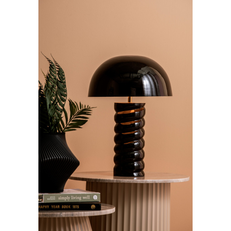 Lampe à poser champignon noire métal...