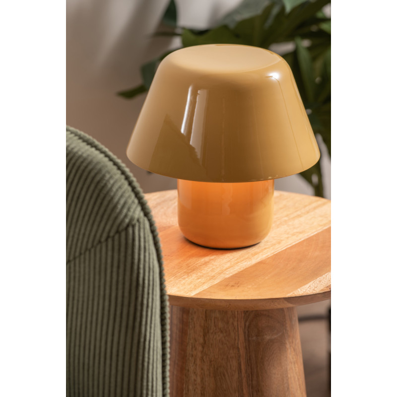 Lampe champignon jaune ocre métal Afan