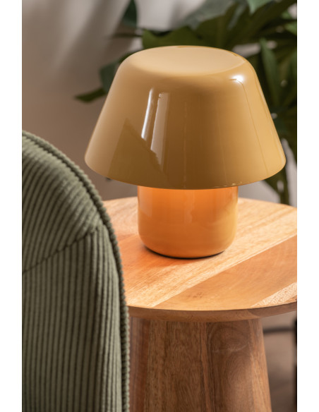 Lampe champignon jaune ocre métal Afan