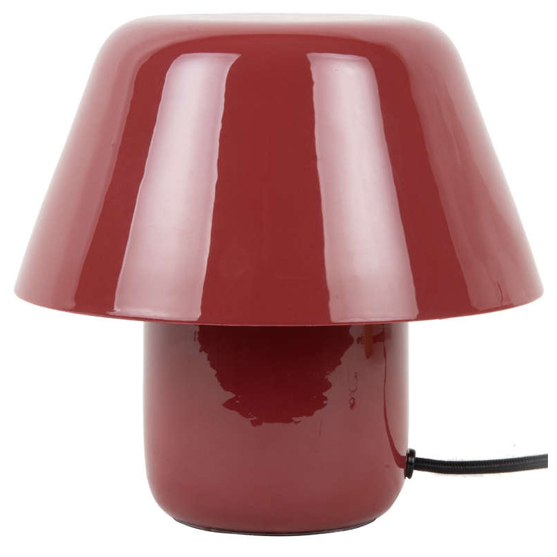Lampe champignon rouge ocre métal Afan