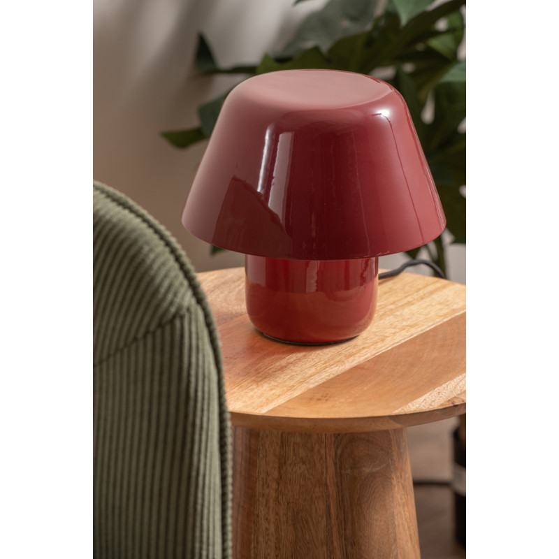 Lampe champignon rouge ocre métal Afan