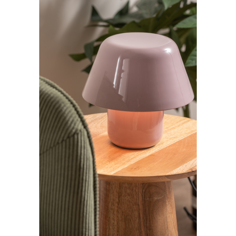Lampe champignon rose lavande métal Afan