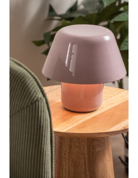 Lampe champignon rose lavande métal Afan