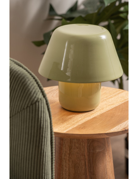 Lampe champignon métal vert thé 20 cm Afan