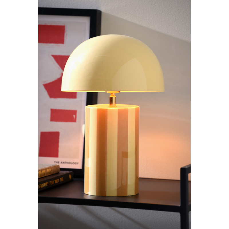 Lampe à poser jaune rayée en métal...