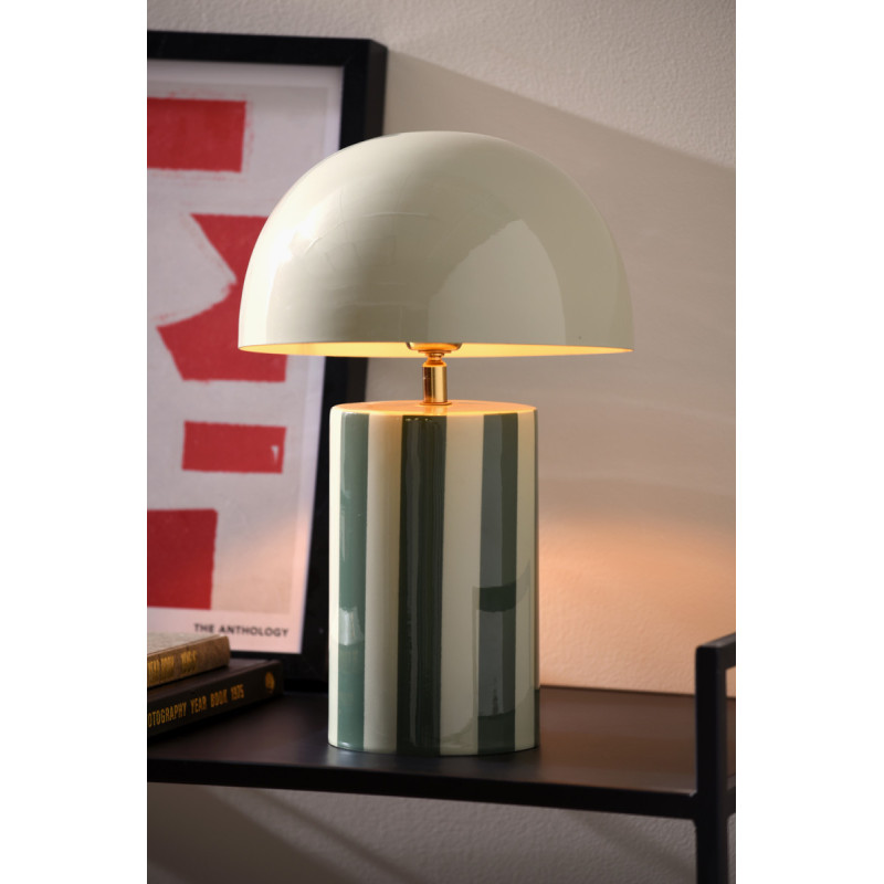 Lampe à poser verte rayée en métal...