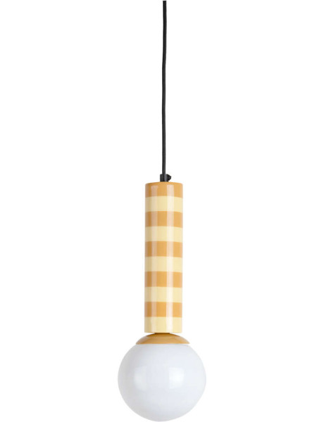Suspension jaune rayée en métal 12x12x38 cm Rayado