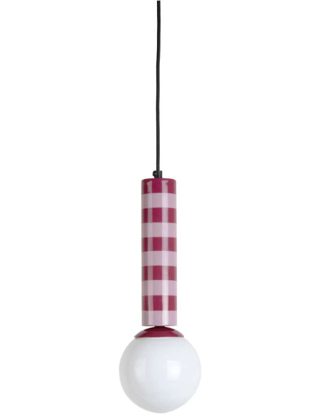 Suspension rayée mauve et lavande en métal 12x12x38 cm Rayado