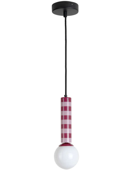 Suspension rayée mauve et lavande en métal 12x12x38 cm Rayado