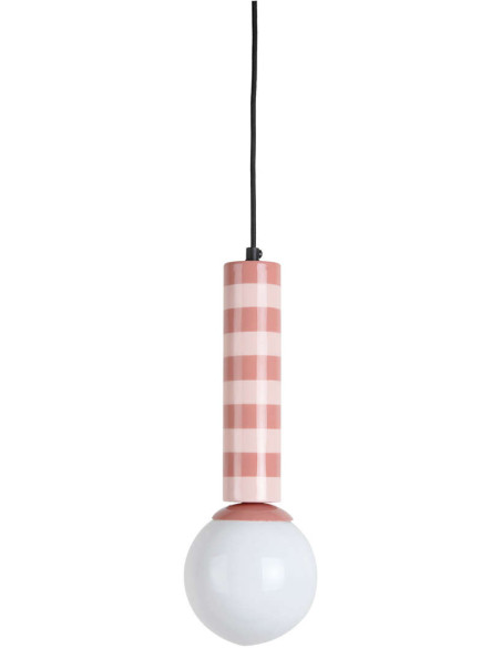 Suspension rose poudré rayée en métal 12x12x38 cm Rayado