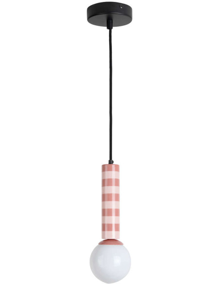 Suspension rose poudré rayée en métal 12x12x38 cm Rayado