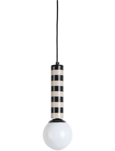 Suspension noire et grège rayée 12x12x38 cm Rayado
