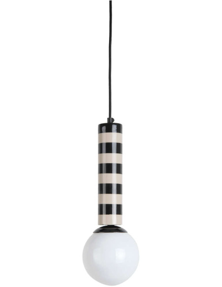 Suspension noire et grège rayée 12x12x38 cm Rayado