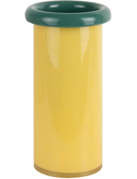 Vase en verre jaune et vert Ø12x23,5 cm Plegado