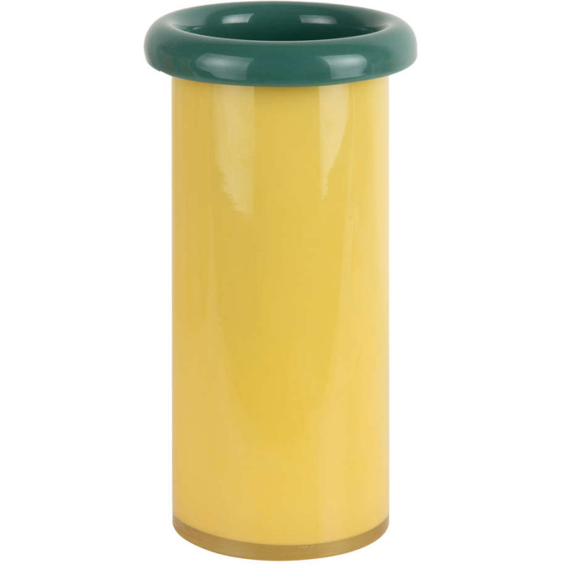 Vase en verre jaune et vert Ø12x23,5...